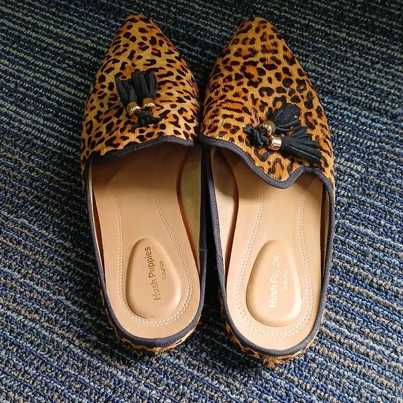 New Hush Puppies Bounce Tassel Leopard Animal print Calf Hair size 9 - Picture 3 of 6